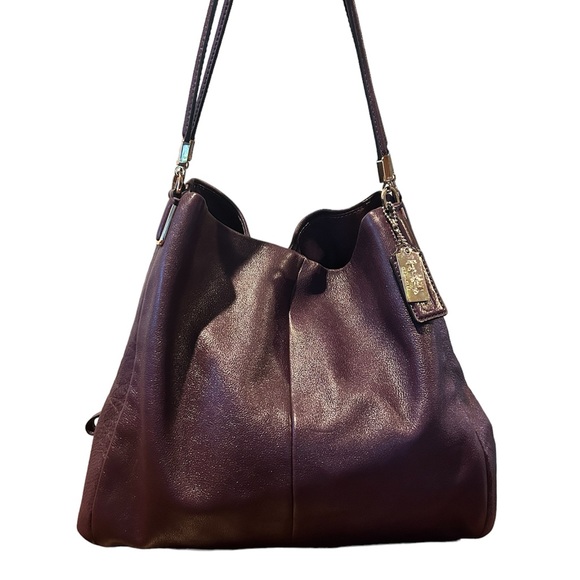 Vintage Coach Madison Phoebe Plum Pebbled Leather Shoulder Bag - Picture 1 of 13